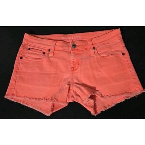 Big‎ Star Neon Pink Denim Jean Shorts Frayed Hem Y2K Shorty Low Rise 25 EUC